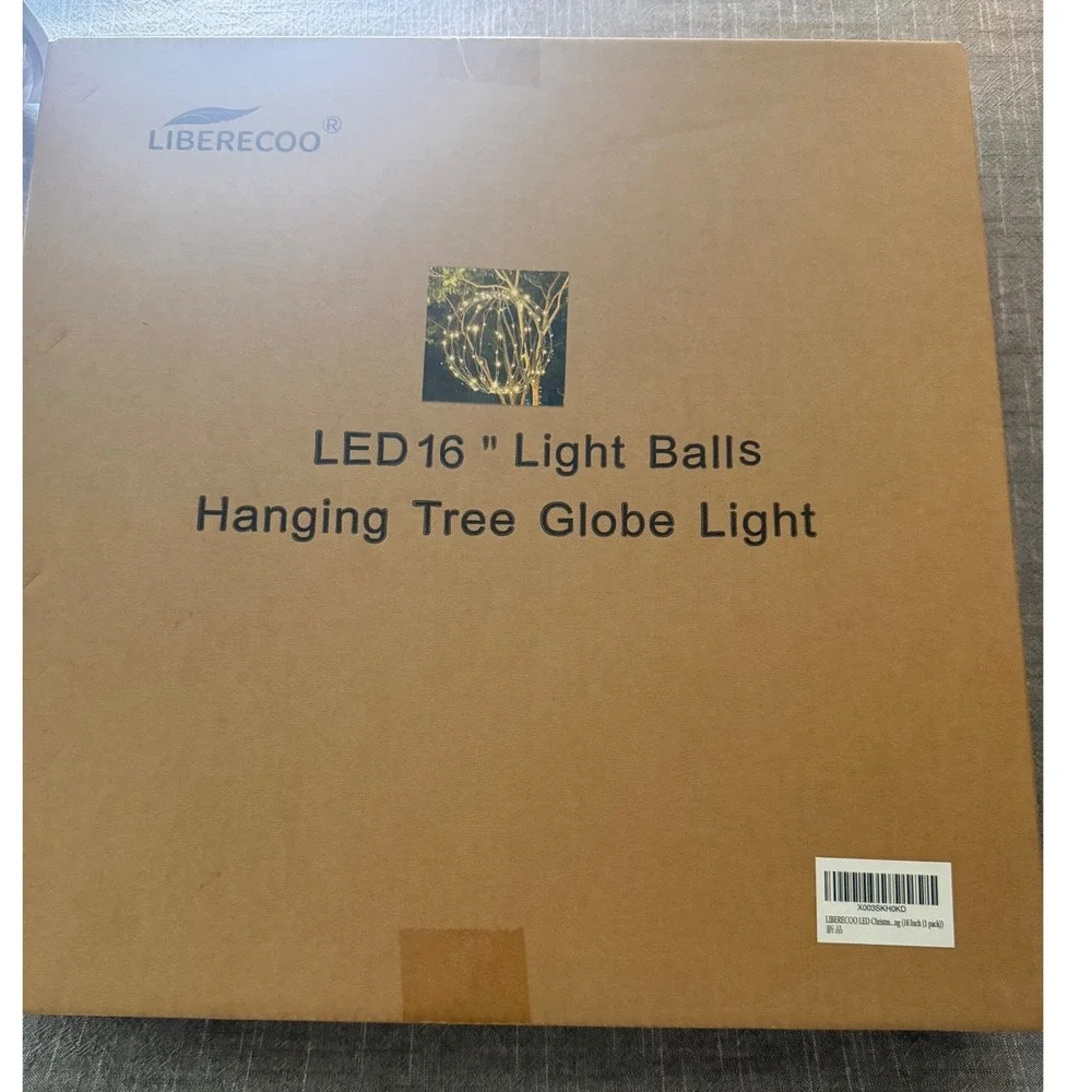 16 Inch LED Light Balls Hanging Tree Globe Light Festive Wedding White Fold Flat